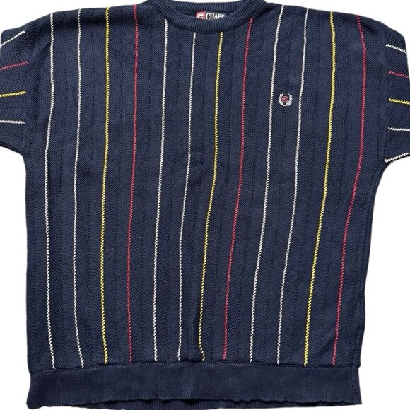 Vintage Ralph Lauren Chaps Sweater Mens XXL Navy Blue Vertical Stripe‎ Colorful - Picture 4 of 9